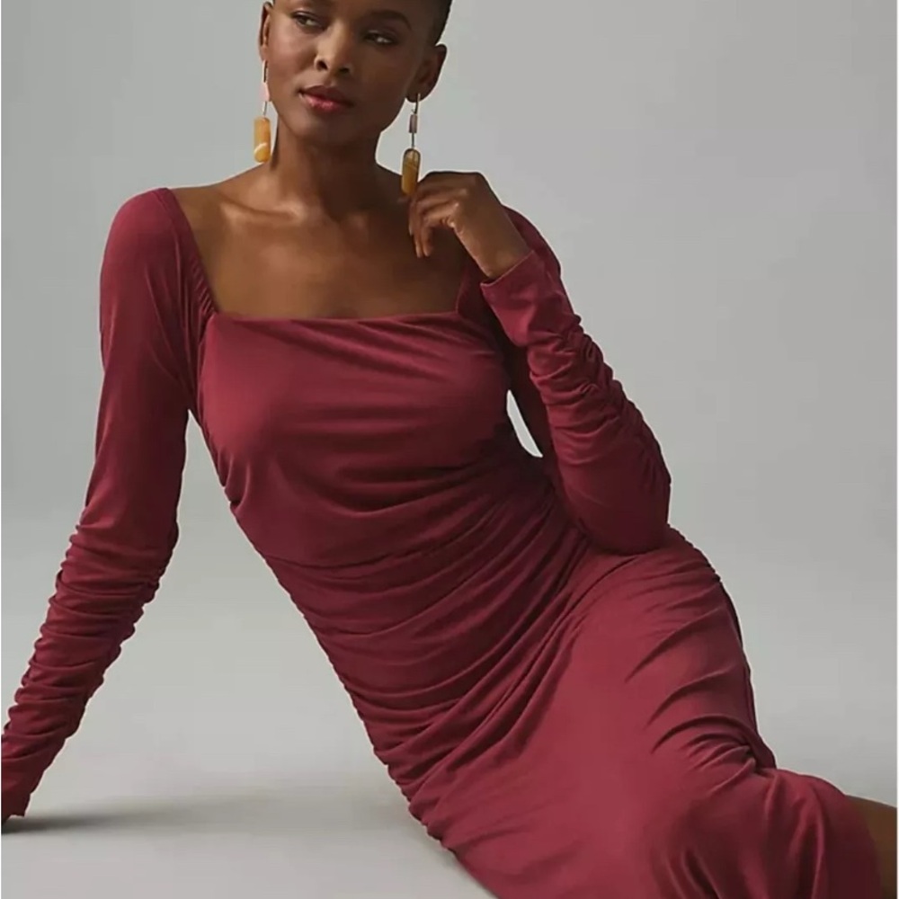 ANTHROPOLOGIE Ruched Square-Neck Dress - Picture 2 of 5